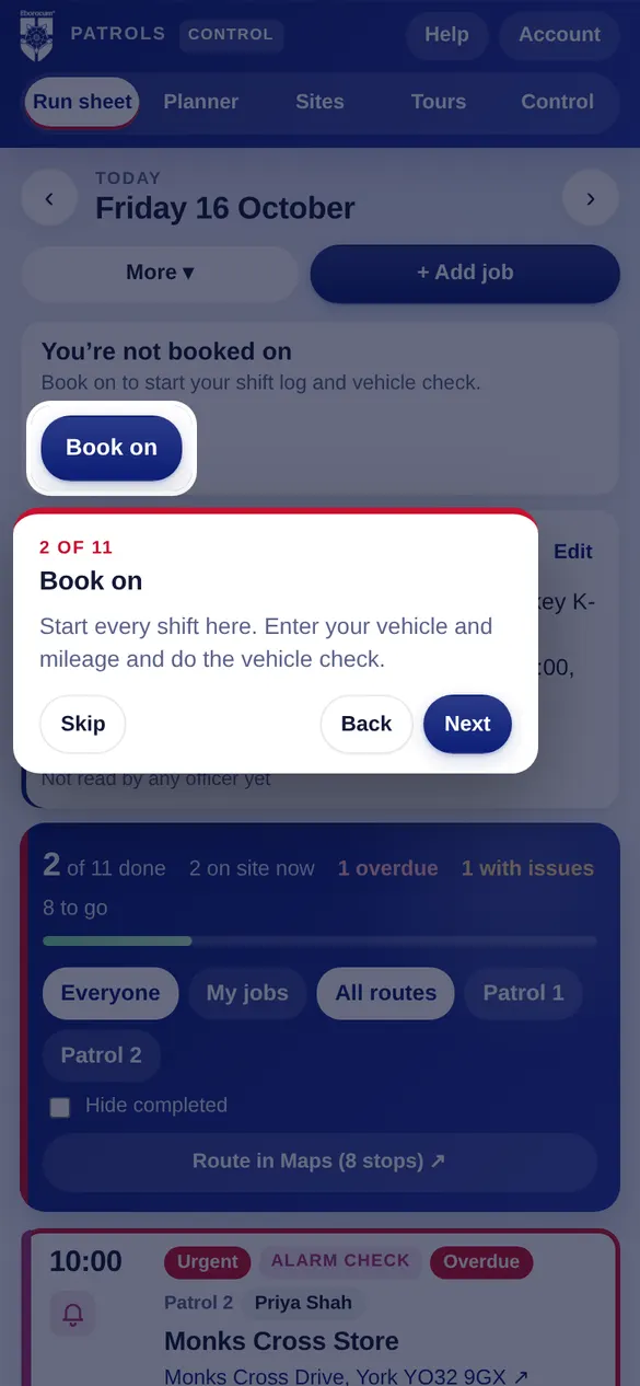 Guided tour highlighting the Book on button